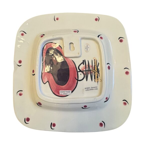 Hand-Painted Ceramic Square Plate With Whimsical Woman Design By Character Colle - Picture 5 of 6